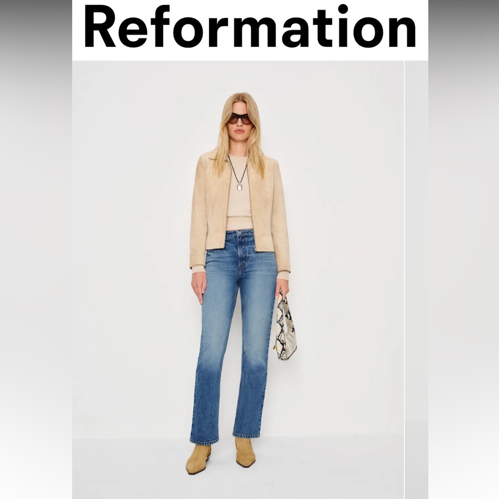 Reformation Jax Stretch High Rise Straight Jeans Blue - Size 27